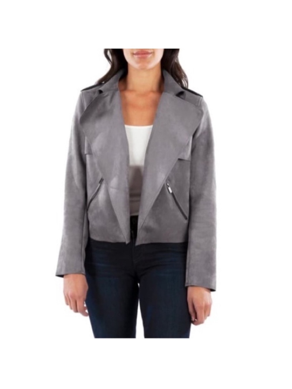 Kit From The Kloth Gray Suede Moto Jacket